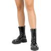 imageDREAM PAIRS Womens Combat Boots Lace up Mid Calf Boots Low Heel Chunky Platform Lug Sole Riding BootsBlack