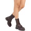imageDREAM PAIRS Womens Combat Boots Lace up Mid Calf Boots Low Heel Chunky Platform Lug Sole Riding BootsBrownpu
