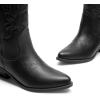 imageDREAM PAIRS Womens Cowboy Boots Mid Calf Cowgirl Boots Embroidery Stitched Western BootsAll Black