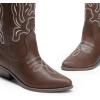 imageDREAM PAIRS Womens Cowboy Boots Mid Calf Cowgirl Boots Embroidery Stitched Western BootsBrownpu
