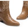 imageDREAM PAIRS Womens Cowboy Boots Mid Calf Cowgirl Boots Embroidery Stitched Western BootsLight Brownpu