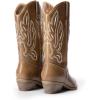 imageDREAM PAIRS Womens Cowboy Boots Mid Calf Cowgirl Boots Embroidery Stitched Western BootsLight Brownpu
