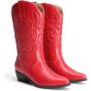 imageDREAM PAIRS Womens Cowboy Boots Mid Calf Cowgirl Boots Embroidery Stitched Western BootsRed