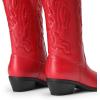 imageDREAM PAIRS Womens Cowboy Boots Mid Calf Cowgirl Boots Embroidery Stitched Western BootsRed