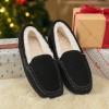 imageDREAM PAIRS Womens Fuzzy House Slippers Cozy Faux Fur Micro Suede Moccasins Slip on Loafer Shoes for Indoor and OutdoorBlack