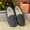 imageDREAM PAIRS Womens Fuzzy House Slippers Cozy Faux Fur Micro Suede Moccasins Slip on Loafer Shoes for Indoor and OutdoorGrey