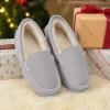 imageDREAM PAIRS Womens Fuzzy House Slippers Cozy Faux Fur Micro Suede Moccasins Slip on Loafer Shoes for Indoor and OutdoorLight Grey
