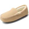 imageDREAM PAIRS Womens Fuzzy House Slippers Cozy Faux Fur Micro Suede Moccasins Slip on Loafer Shoes for Indoor and OutdoorSand