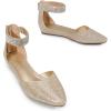 imageDREAM PAIRS Womens Low Wedge Round Toe Ankle Strap Dress Comfortable Casual Flats ShoesGoldGlitter