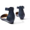 imageDREAM PAIRS Womens Low Wedge Round Toe Ankle Strap Dress Comfortable Casual Flats ShoesNavyPu