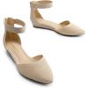 imageDREAM PAIRS Womens Low Wedge Round Toe Ankle Strap Dress Comfortable Casual Flats ShoesNudeknit