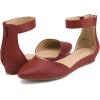 imageDREAM PAIRS Womens Low Wedge Round Toe Ankle Strap Dress Comfortable Casual Flats ShoesRedPu