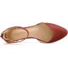 imageDREAM PAIRS Womens Low Wedge Round Toe Ankle Strap Dress Comfortable Casual Flats ShoesRedPu