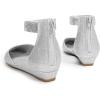 imageDREAM PAIRS Womens Low Wedge Round Toe Ankle Strap Dress Comfortable Casual Flats ShoesSilverGlitter