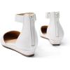 imageDREAM PAIRS Womens Low Wedge Round Toe Ankle Strap Dress Comfortable Casual Flats ShoesWhitePu