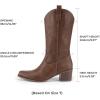 imageDREAM PAIRS Womens Square Toe Cowboy Cowgirl Boots Embroidered Mid Calf Western Boots Fashion Dress Low Chunky Heel Boots for Theme Party Country ConcertBrownpu
