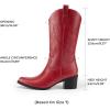 imageDREAM PAIRS Womens Square Toe Cowboy Cowgirl Boots Embroidered Mid Calf Western Boots Fashion Dress Low Chunky Heel Boots for Theme Party Country ConcertRedpu