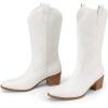 imageDREAM PAIRS Womens Square Toe Cowboy Cowgirl Boots Embroidered Mid Calf Western Boots Fashion Dress Low Chunky Heel Boots for Theme Party Country ConcertWhitepu