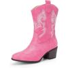 imageDREAM PAIRS Cowboy Boots for Women Mid Calf Cowgirl Boots with Embroidery Round Toe Western Chunky Low Heel ShoesPink
