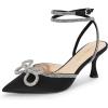 imageDREAM PAIRS Kitten Heels Rhinestone Bow Ankle Strap Stiletto Pointed Closed Toe Heels for Women Pumps Wedding Bridal Party Dress ShoesBlack