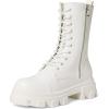 imageDREAM PAIRS Womens Combat Boots Lace up Mid Calf Boots Low Heel Chunky Platform Lug Sole Riding BootsWhite