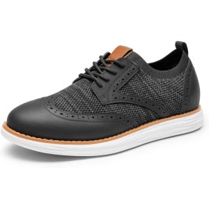 imageBruno Marc Mens KnitFlex Craft Mesh Oxfords Sneakers Casual Dress LaceUp Lightweight Walking Shoes8black