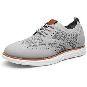 imageBruno Marc Mens KnitFlex Craft Mesh Oxfords Sneakers Casual Dress LaceUp Lightweight Walking Shoes8grey