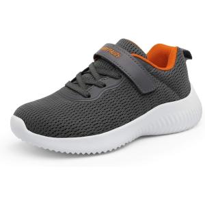 imageDREAM PAIRS Boys Girls Shoes Kids Tennis EZOns FunRun Breathable Running Athletic Sport SneakersDarkGreyOrange