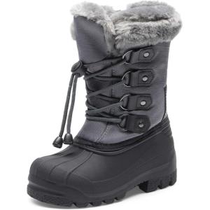 imageDREAM PAIRS Boys ampamp Girls Waterproof Winter Snow Boots for Little KidBig KidGrey