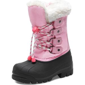 imageDREAM PAIRS Boys ampamp Girls Waterproof Winter Snow Boots for Little KidBig KidGreyPink