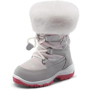 imageDREAM PAIRS Girls Toddler Snow Boots Slip Resistant Faux Fur Lined Mid Calf Little Kids Winter ShoesGrayWhite