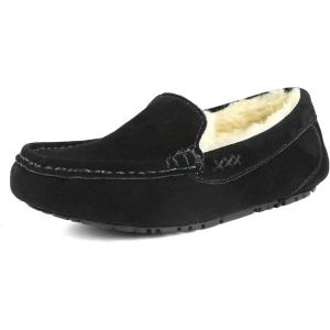 imageDREAM PAIRS Womens Fuzzy House Slippers Cozy Faux Fur Micro Suede Moccasins Slip on Loafer Shoes for Indoor and OutdoorBlack