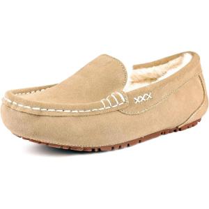 imageDREAM PAIRS Womens Fuzzy House Slippers Cozy Faux Fur Micro Suede Moccasins Slip on Loafer Shoes for Indoor and OutdoorSand