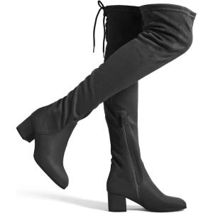 imageDREAM PAIRS Womens Laurence Over The Knee Thigh High Chunky Heel Boots Long Stretch Sexy Fall BootsGrey