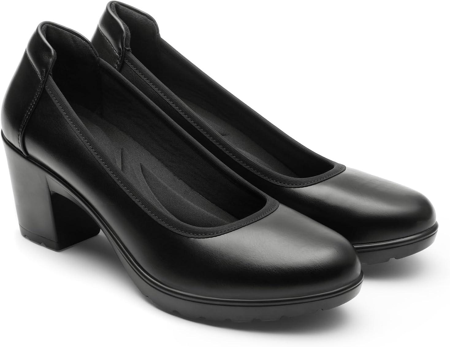imageDREAM PAIRS Womens Chunky Closed Toe Low Block Heels Work Pumps Comfortable Round Toe Dress Wedding Shoes NereidaBlack