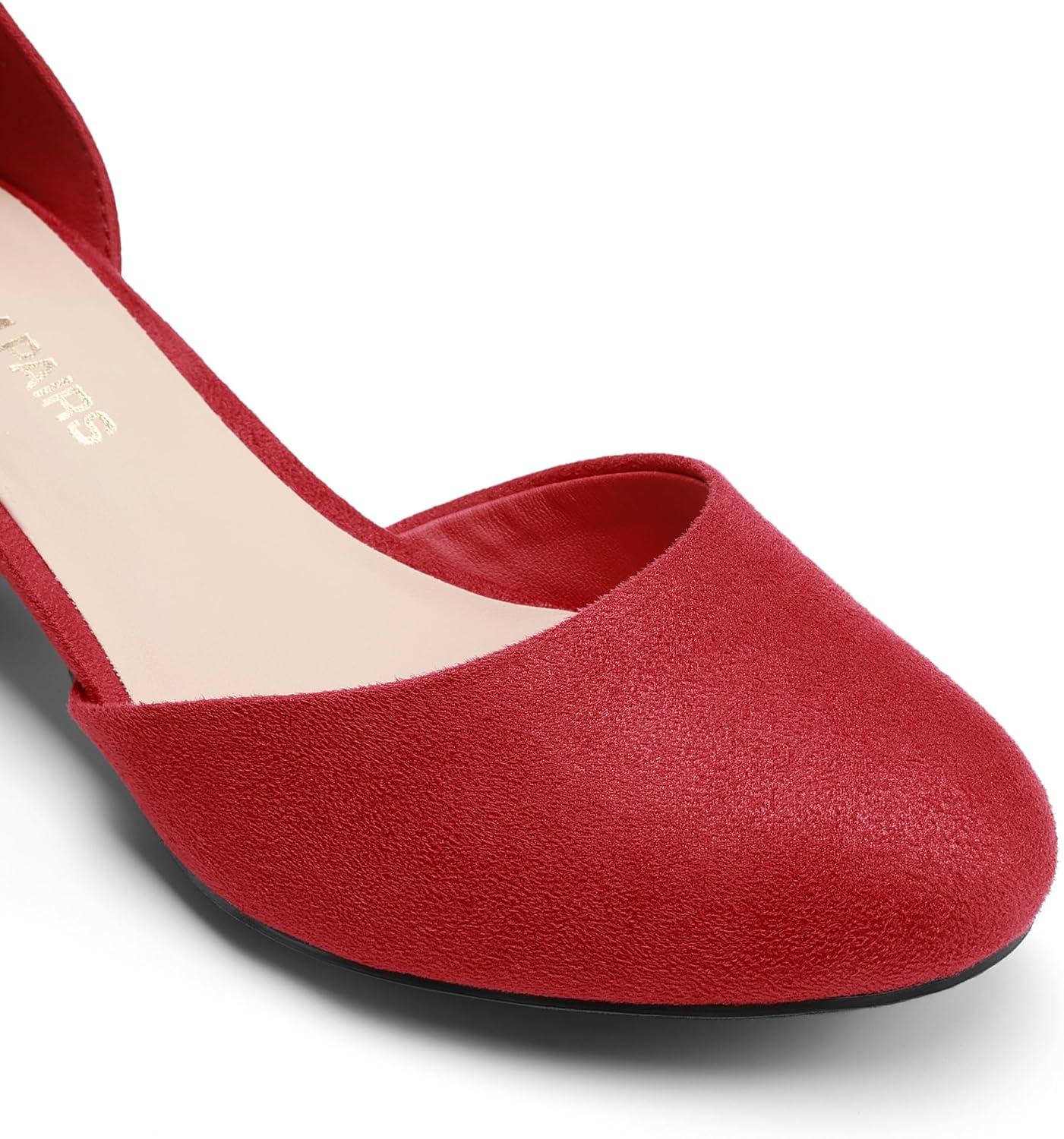 imageDREAM PAIRS Womens Closed Round Toe Low Block Heels Ankle Strap Chunky Heel Pumps Dress Wedding Office Party ShoesRed