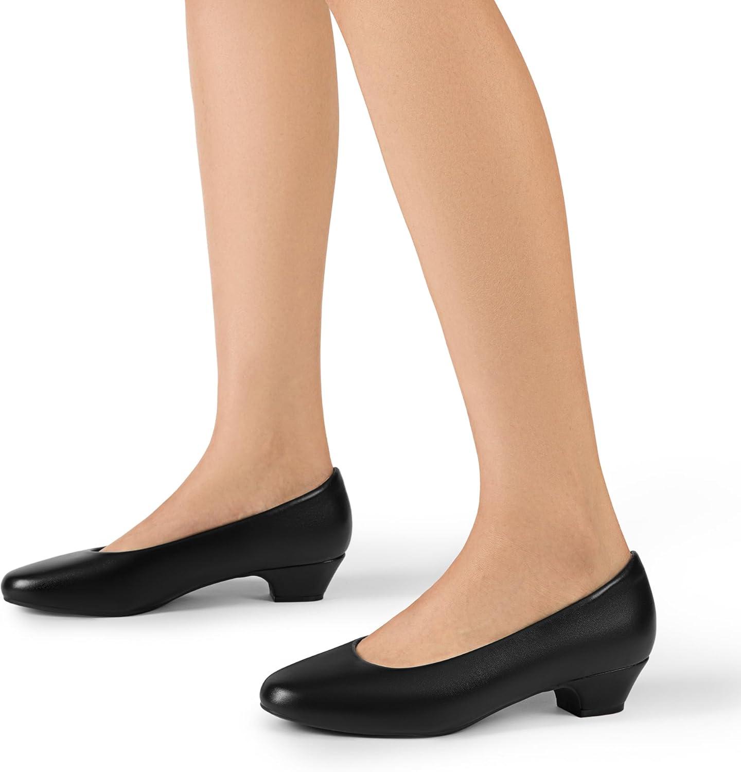 imageDREAM PAIRS Womens Mila Low Chunky Heel Pump ShoesBlack