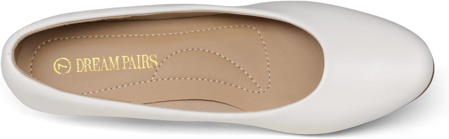 imageDREAM PAIRS Womens Mila Low Chunky Heel Pump ShoesWhite