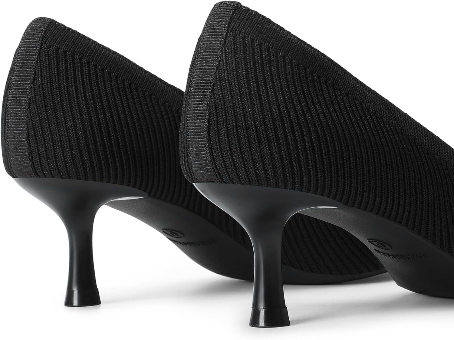 imageDREAM PAIRS Womens Pumps Closed Toe Pointed Toe Kitten Heels for Women Party Dance Wedding Dress Shoes for WomenBlackknit