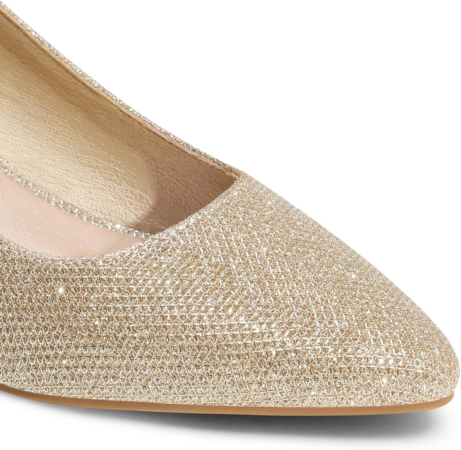 imageDREAM PAIRS Womens Pumps Closed Toe Pointed Toe Kitten Heels for Women Party Dance Wedding Dress Shoes for WomenGold