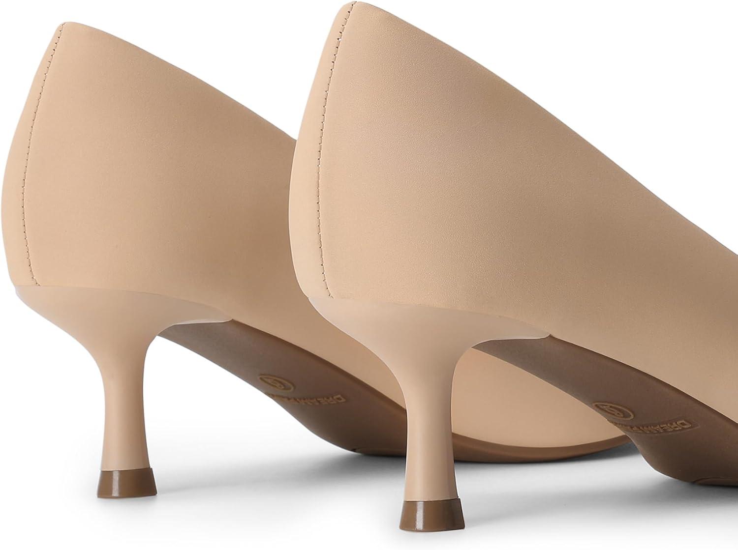 imageDREAM PAIRS Womens Pumps Closed Toe Pointed Toe Kitten Heels for Women Party Dance Wedding Dress Shoes for WomenNude