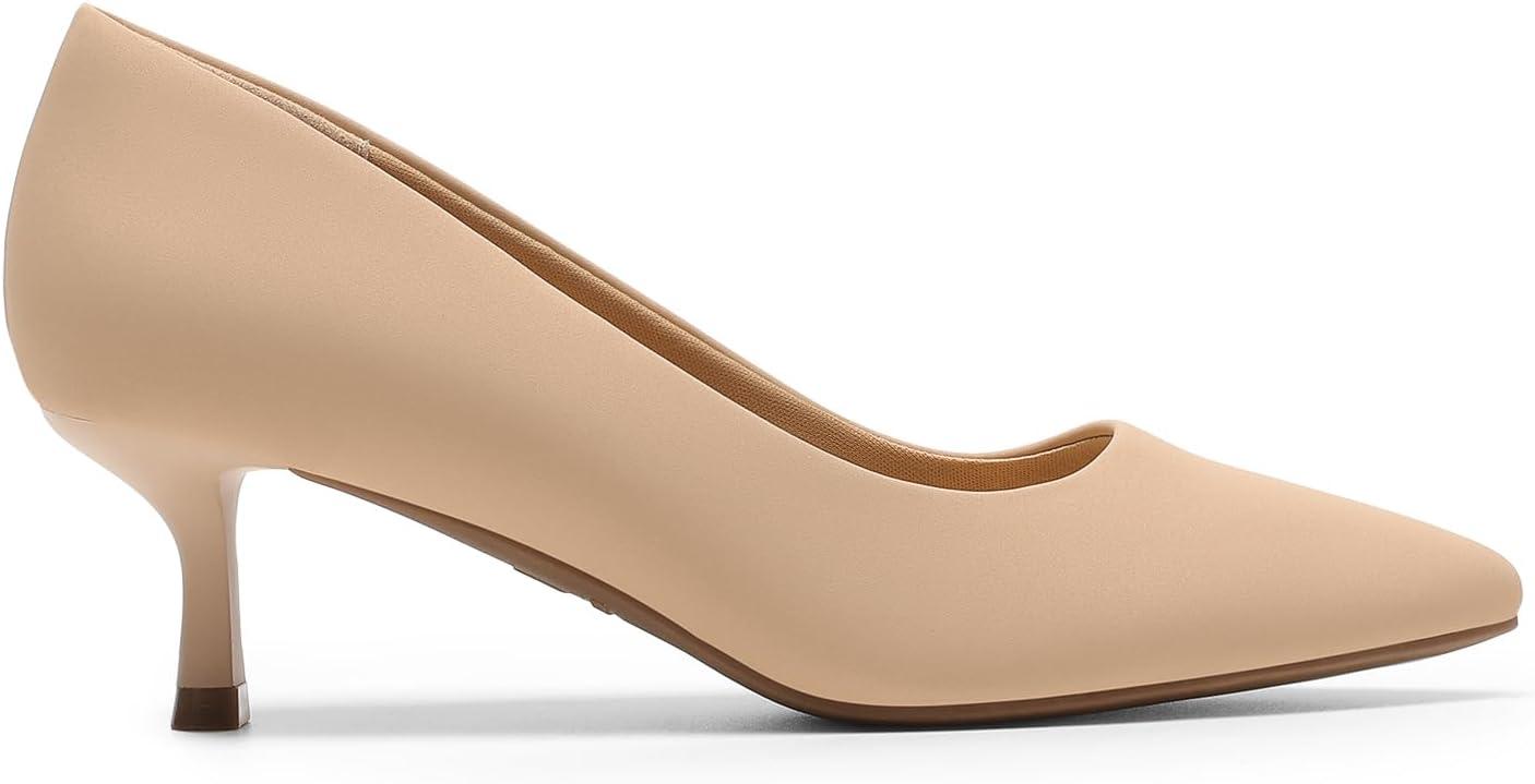 imageDREAM PAIRS Womens Pumps Closed Toe Pointed Toe Kitten Heels for Women Party Dance Wedding Dress Shoes for WomenNude