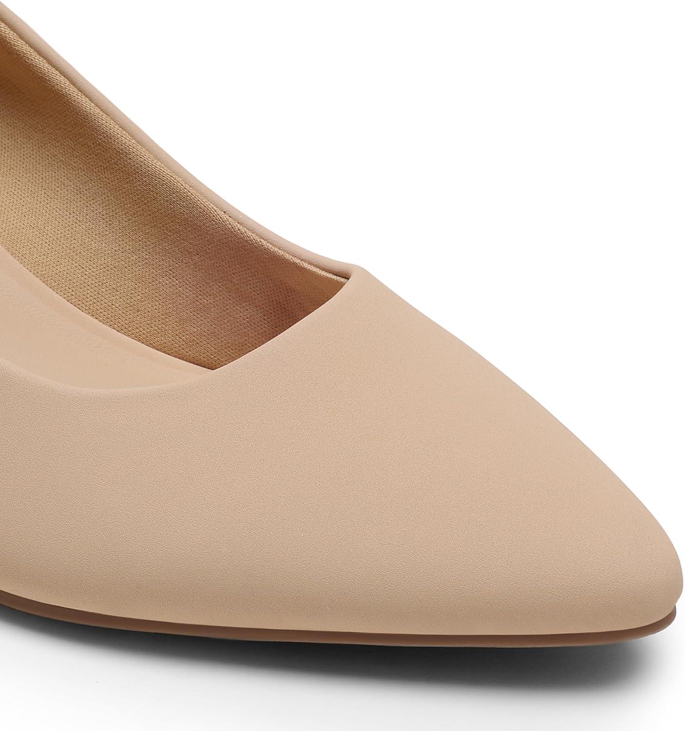 imageDREAM PAIRS Womens Pumps Closed Toe Pointed Toe Kitten Heels for Women Party Dance Wedding Dress Shoes for WomenNude