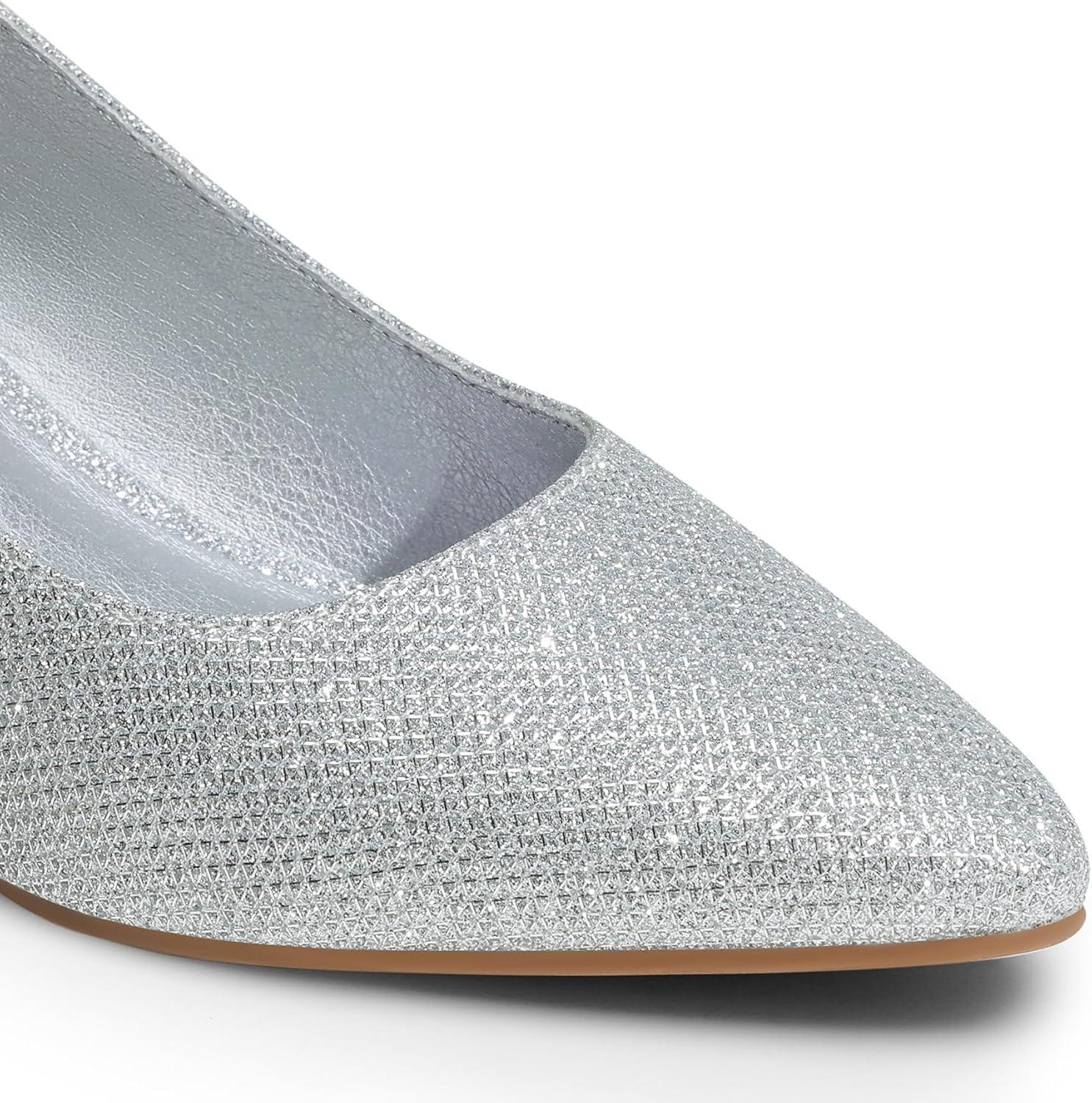 imageDREAM PAIRS Womens Pumps Closed Toe Pointed Toe Kitten Heels for Women Party Dance Wedding Dress Shoes for WomenSilver