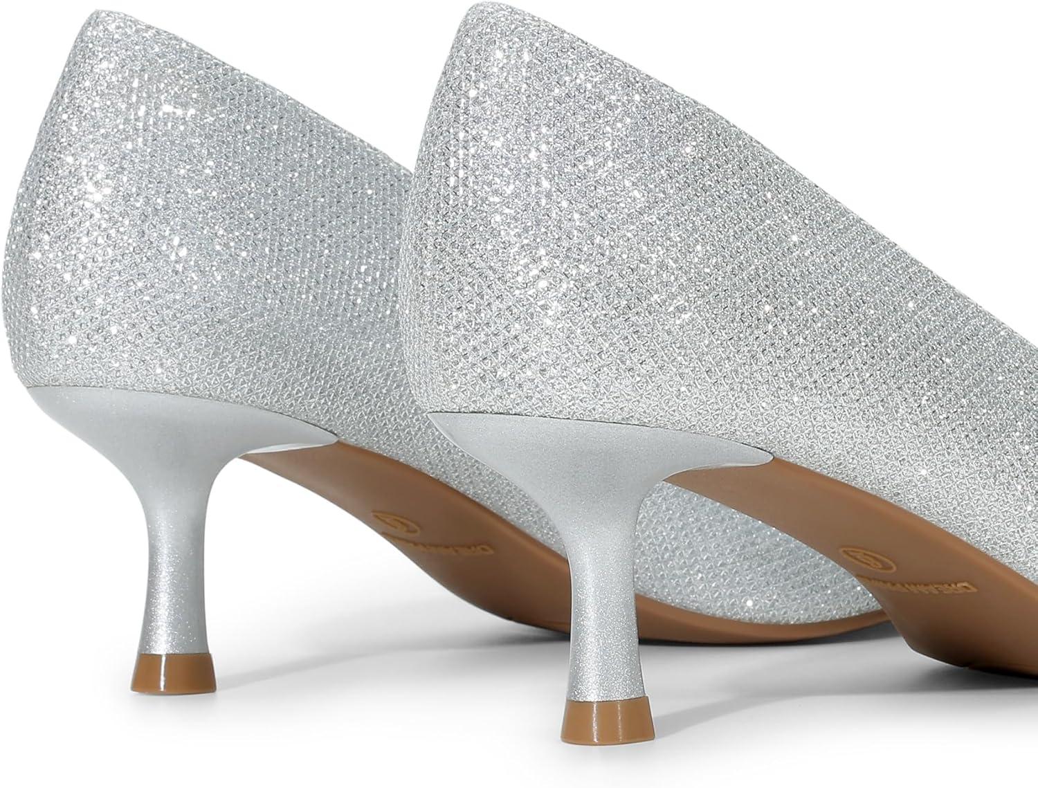 imageDREAM PAIRS Womens Pumps Closed Toe Pointed Toe Kitten Heels for Women Party Dance Wedding Dress Shoes for WomenSilver