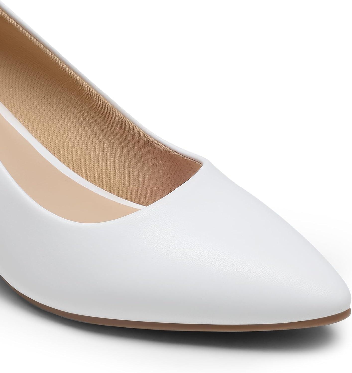 imageDREAM PAIRS Womens Pumps Closed Toe Pointed Toe Kitten Heels for Women Party Dance Wedding Dress Shoes for WomenWhite
