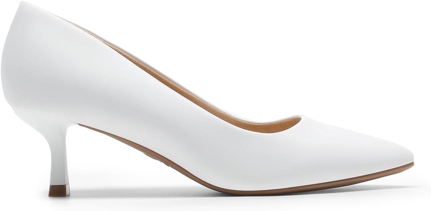 imageDREAM PAIRS Womens Pumps Closed Toe Pointed Toe Kitten Heels for Women Party Dance Wedding Dress Shoes for WomenWhite