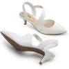 imageDREAM PAIRS Kitten Heels for Women Closed Toe Pointed Toe Low Heel Strappy Pumps Party Dance Wedding Dress Shoes for WomenWhite