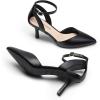 imageDREAM PAIRS Pointed Closed Toe Kitten Heels Stiletto Ankle Strap Womens Pumps Shoes for Women Wedding Party Dress SandalsBlackpu