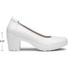 imageDREAM PAIRS Womens Chunky Closed Toe Low Block Heels Work Pumps Comfortable Round Toe Dress Wedding Shoes NereidaWhite